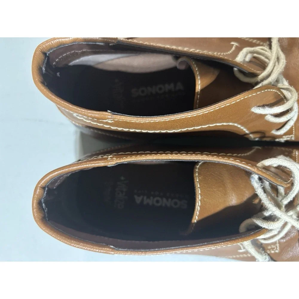 Mens Sonoma Braydon Sz 12 Chukka Boots Brown Faux Leather Casual‎ Lace Up Shoes